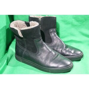 FRYE Gemma‎ Short Shearling Boots WOMENS 6M Side Zip Black Leather